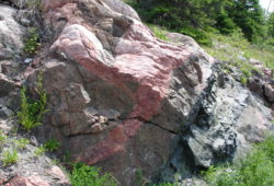 ピンクの閃長岩と斑れい岩